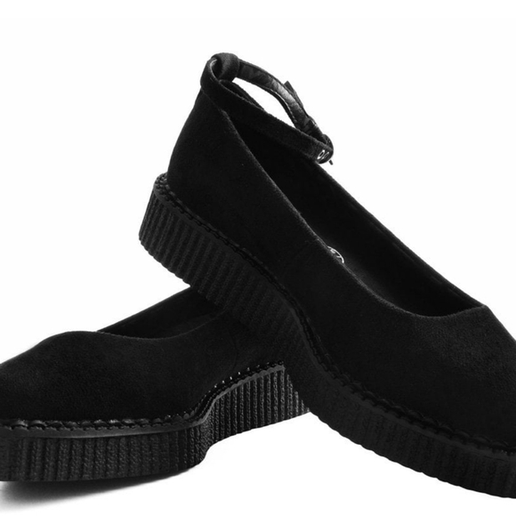 TUK Black Pointed Ballet Ankle Strap Creeper - Picture 5 of 6